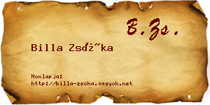 Billa Zsóka névjegykártya